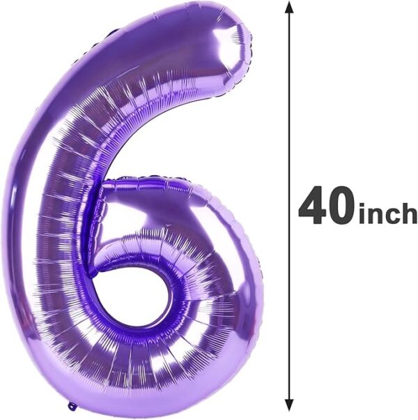 Jumbo Purple Number 6 Balloon - 40 Inch Foil Mylar - Image 3