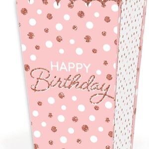 Big Dot of Happiness Pink Rose Gold Birthday - Happy Birthday Party Favor Popcorn Treat Boxes - Set of 12