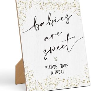 “Babies are Sweet” Wood Sign – 11x8”, Gold Baby Shower Decor