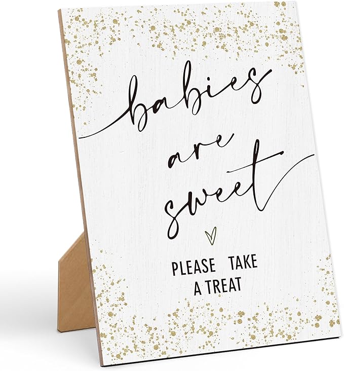 “Babies are Sweet” Wood Sign – 11x8”, Gold Baby Shower Decor