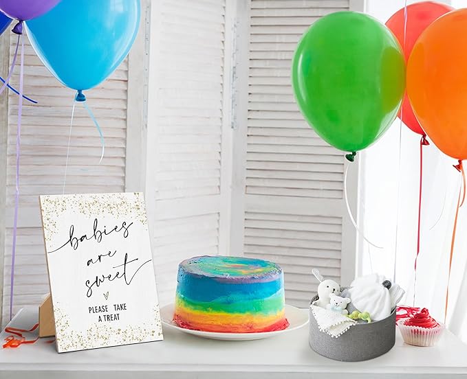 “Babies are Sweet” Wood Sign – 11x8”, Gold Baby Shower Decor - Image 4