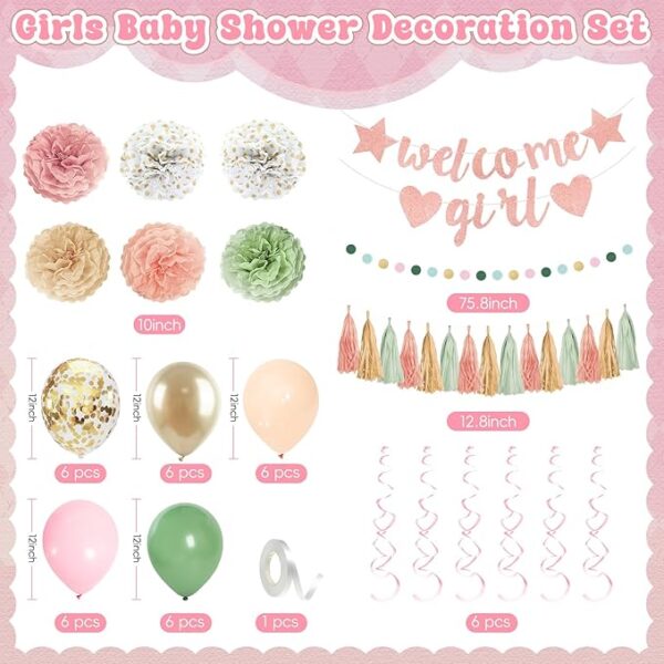 Sage Green & Pink Baby Shower Decor – Banner, Balloons & Garland - Image 2