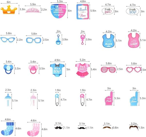 30PCS Gender Reveal Photo Booth Props – Boy or Girl Theme for Baby Shower Selfies - Image 2