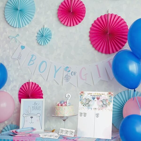 Baby Gender Reveal Voting Board with 60 Stickers & Stand - Image 3