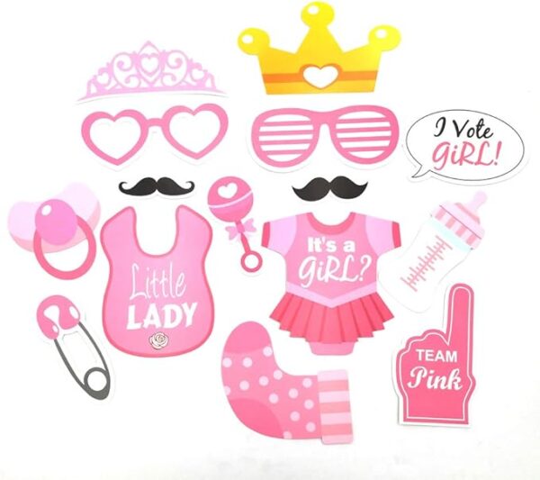 Baby Photo Booth Props Gender Reveal Party Boy or Girl Shower Birthday Party - Image 3
