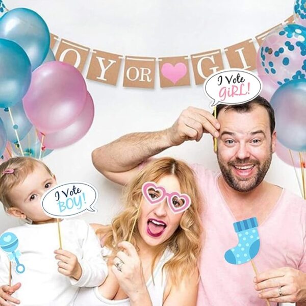 Baby Photo Booth Props Gender Reveal Party Boy or Girl Shower Birthday Party - Image 4