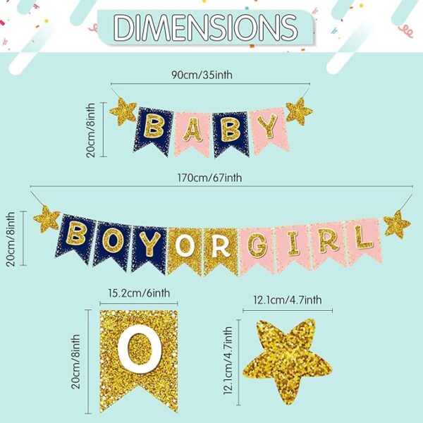 Boy or Girl Gender Reveal Party Decorations - Banner for Baby Shower Party Supplies - Image 3