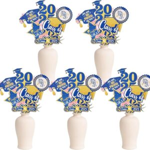 30-Pack Blue & Gold Graduation Centerpieces – Class of 2025 Table Toppers
