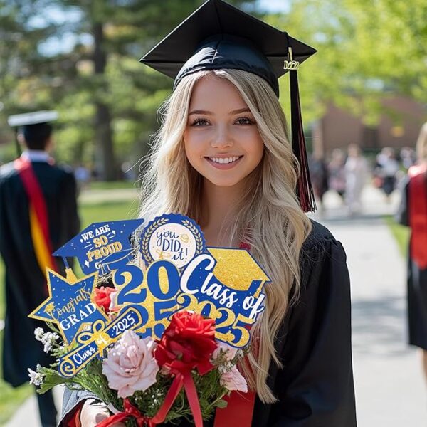 30-Pack Blue & Gold Graduation Centerpieces – Class of 2025 Table Toppers - Image 3
