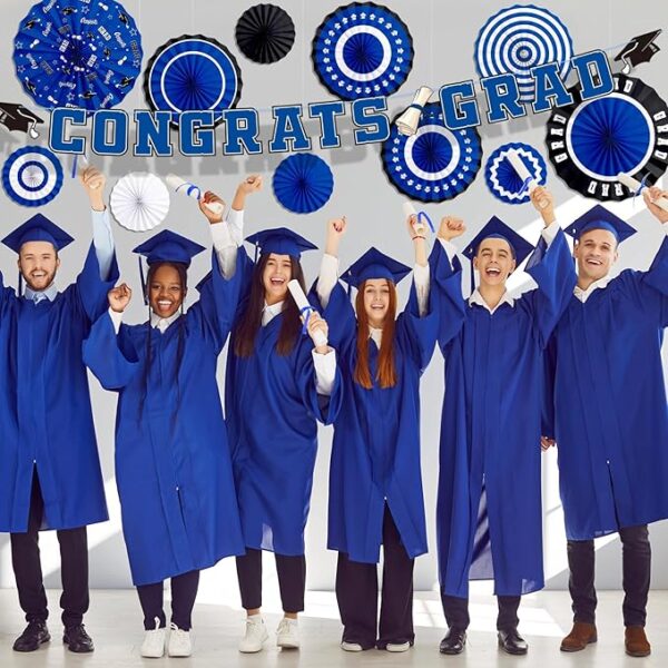 2025 Blue Graduation Party Kit – Banner & Paper Fans - Image 4