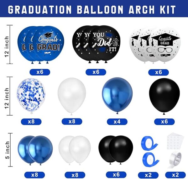 Class of 2025 Blue Graduation Decor – Balloons & Letter Boxes “2025 GRAD” - Image 3