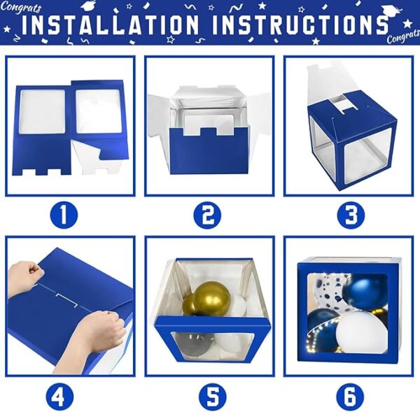 Class of 2025 Blue Graduation Decor – Balloons & Letter Boxes “2025 GRAD” - Image 4