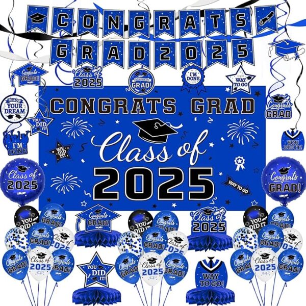 Class of 2025 Blue Graduation Decor Set