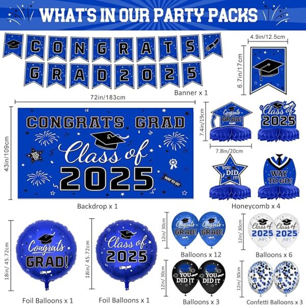 Class of 2025 Blue Graduation Decor Set - Image 2