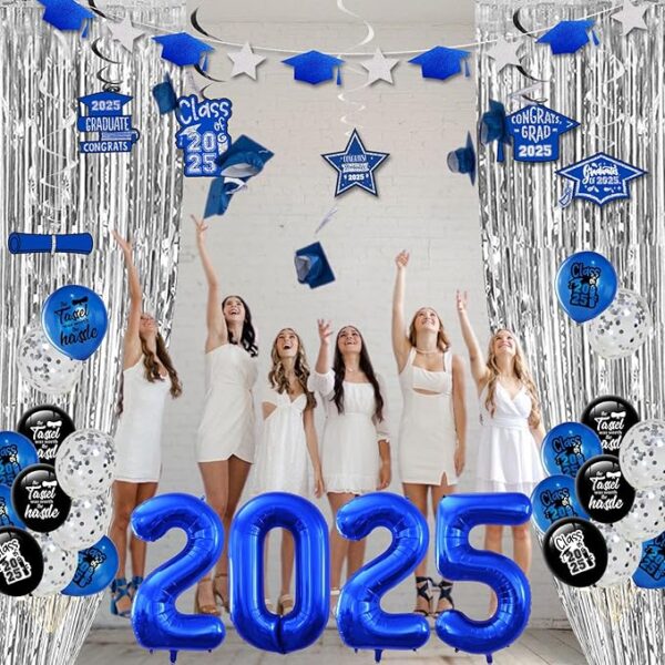 2025 Blue Graduation Party Kit – Banner, Balloons, Centerpieces & Decor - Image 3