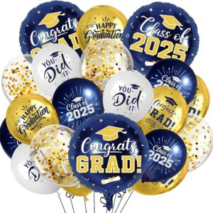 51pc Navy Blue & Gold Class of 2025 Graduation Balloons