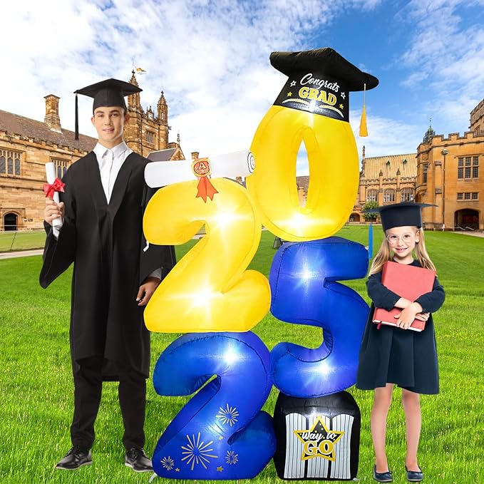 6FT Inflatable Blue 2025 Graduation Yard Sign with LED