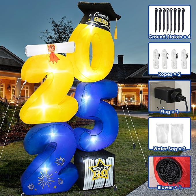 6FT Inflatable Blue 2025 Graduation Yard Sign with LED - Image 4