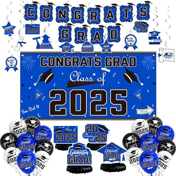 Class of 2025 Blue Graduation Decor Kit