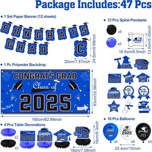 Class of 2025 Blue Graduation Decor Kit - Image 3