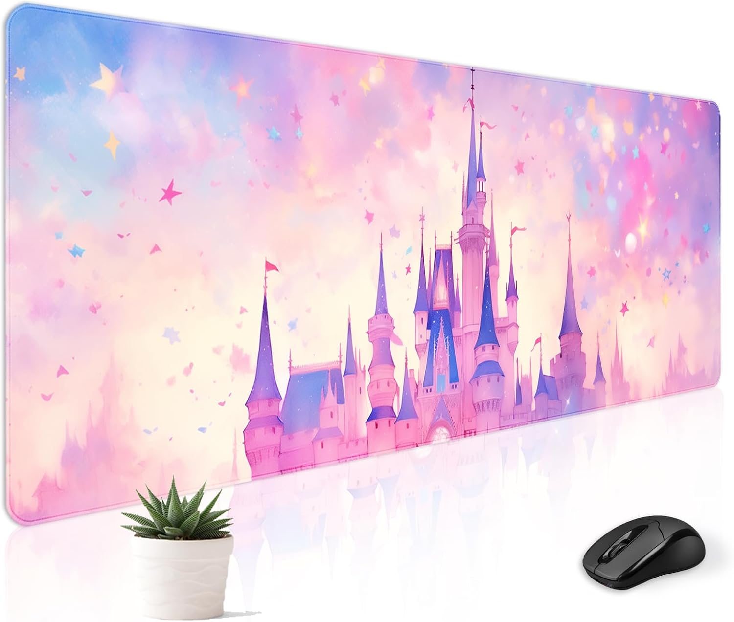 Large Gaming Mouse Pad XXL 30×12 Inch Cute Castle Design Desk Mat Oversized Keyboard Mousepad for Office, Home, and Gaming Kawaii Aesthetic for Women and Girls