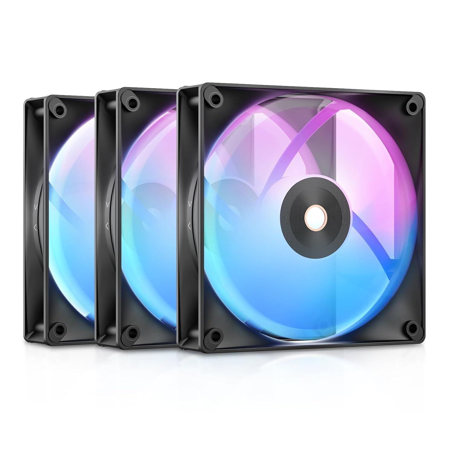 3 Pack 120mm ARGB PC Case Fans, 2000RPM High Airflow, 4-Pin PWM, Low-Noise Hydraulic Bearing Cooling Fans