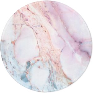 Pink Marble Round Mouse Pad, Non-Slip Base