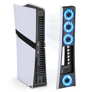 PS5 Pro Cooling Fans 4-Pack, USB 3.0, Adjustable Speed, Quiet Temperature-Controlled Cooler