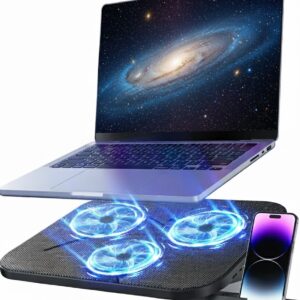 Laptop Cooling Pad with 3 Quiet Fans, Adjustable Stand, USB Hub & Phone Holder, Fits 12–17" Laptops