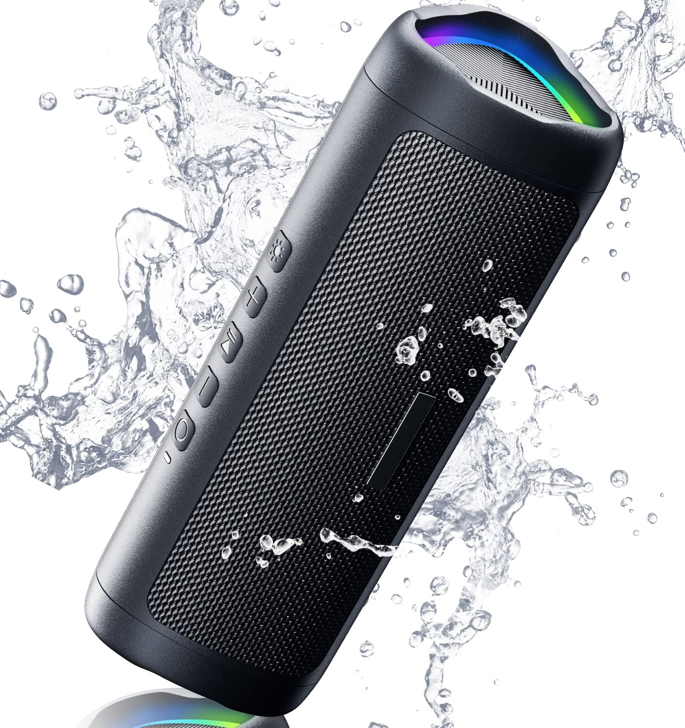 Bluetooth Portable Speaker, HD Sound, IPX5 Waterproof, 20H Playtime, TWS Pairing, BT 5.3, Black