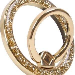 Magnetic Phone Ring Grip for MagSafe – Super Strong Magnet Ring Holder Stand, Sparkling Gold Design, Compatible with iPhone 13/14/15/16/17 Series