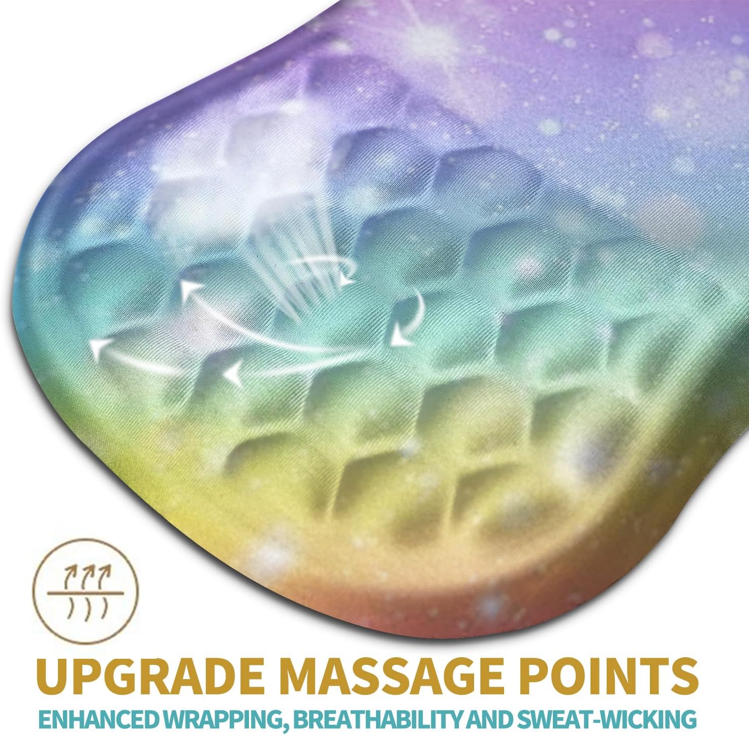 Ergonomic Mouse Pad with Memory Foam Wrist Rest, Non-Slip Base (Rainbow Bubble) - Image 4