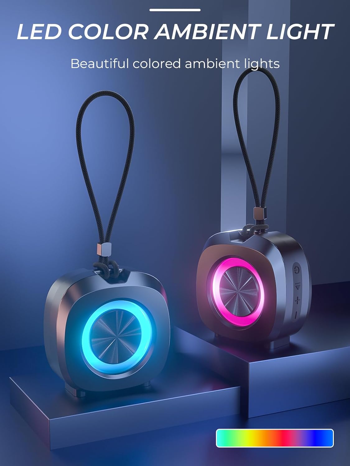 Portable Bluetooth Speaker, Clear Loud Stereo Sound, Deep Bass, Wireless, TWS, IPX5 Waterproof, LED Lights, Long Playtime - Image 2