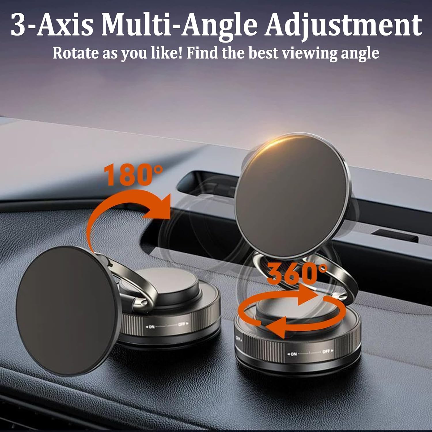 Vacuum Magnetic Car Phone Mount – 360° Adjustable Foldable MagSafe Holder with Strong Suction Cup, Universal Fit for Smartphones - Image 2