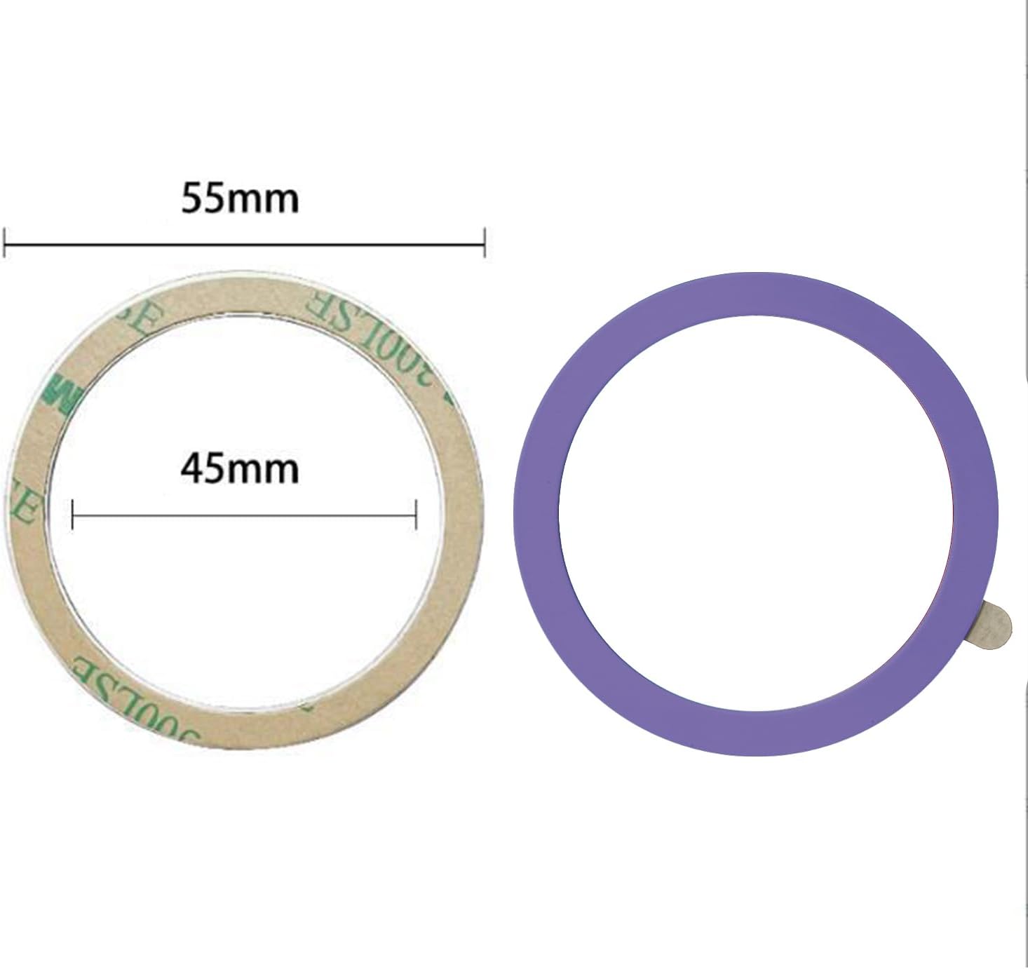 Universal Magnetic Metal Ring Sticker for Phone Cases, Mag-Compatible Mount Adapter, 3-Pack, Light Purple - Image 2