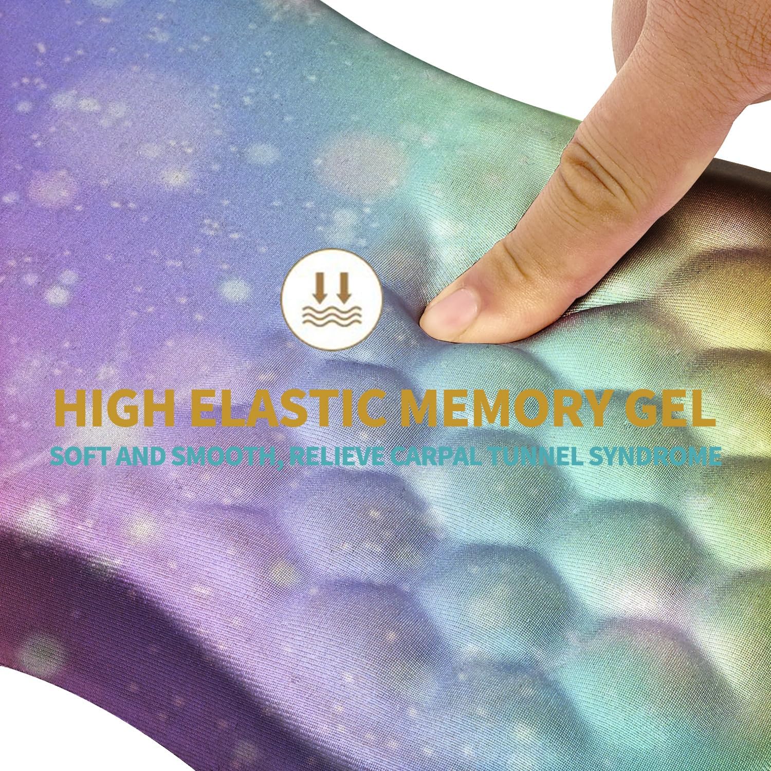 Ergonomic Mouse Pad with Memory Foam Wrist Rest, Non-Slip Base (Rainbow Bubble) - Image 3