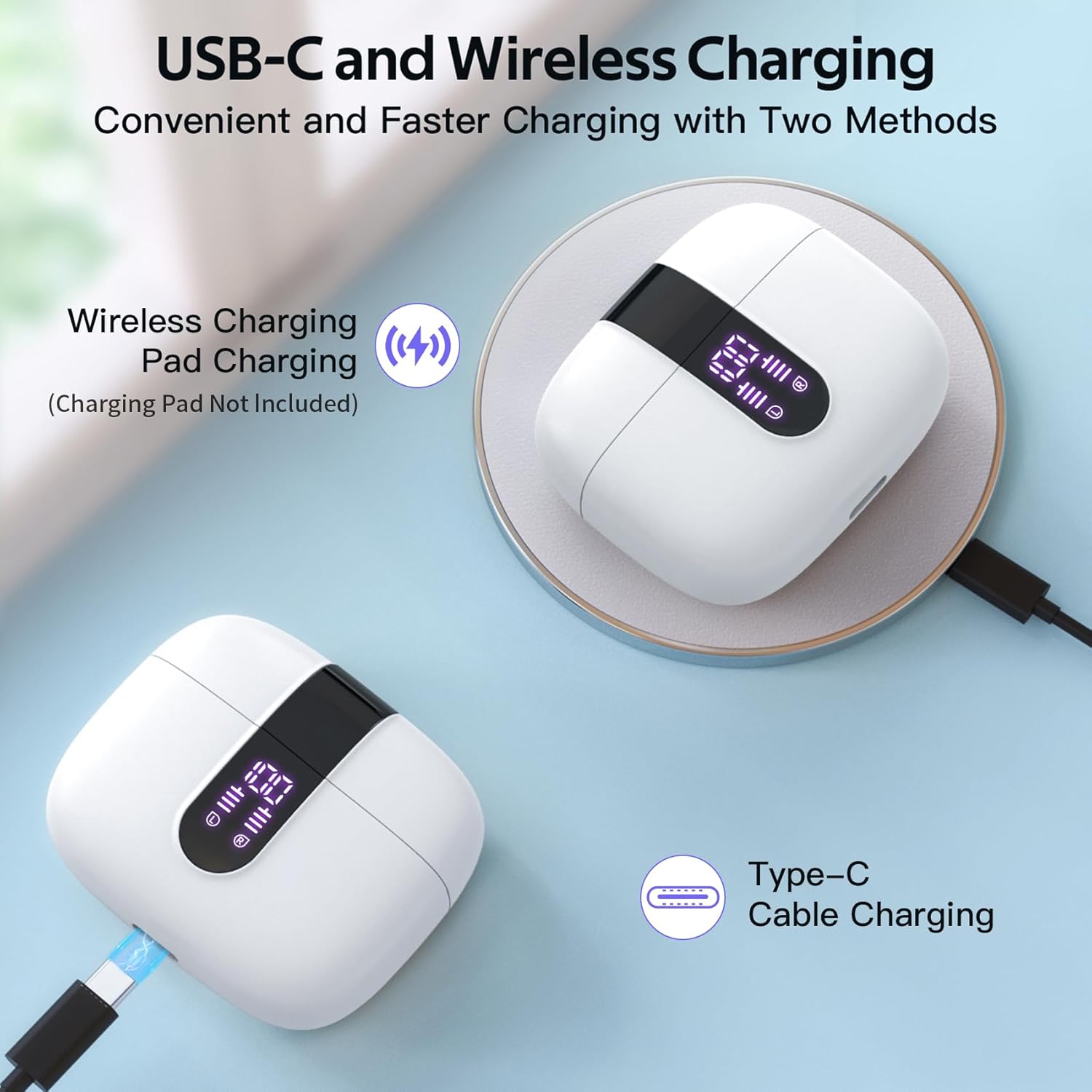 Wireless Bluetooth Earbuds with Mic, 60H Playtime - Image 3