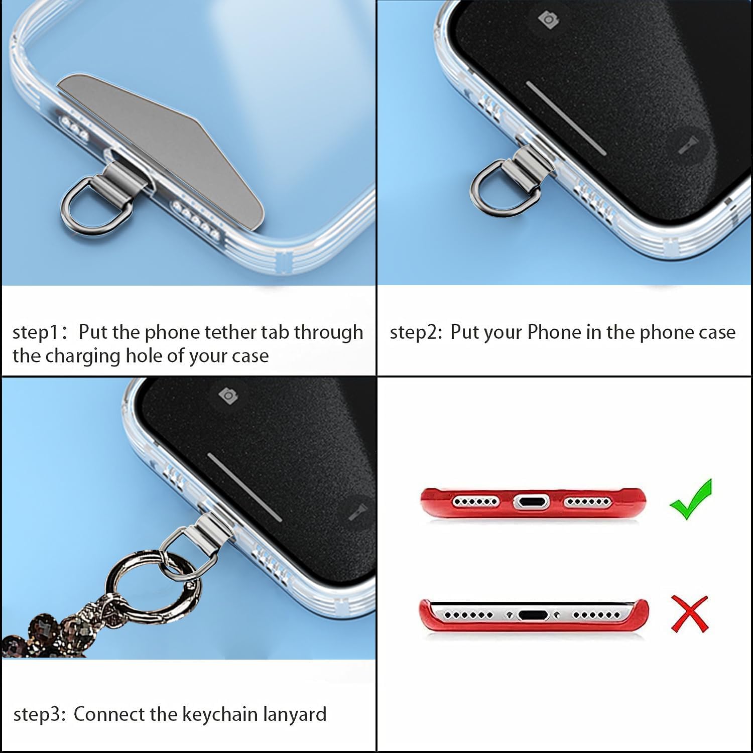 Beaded Phone Wrist Strap – Sparkling Cell Phone Lanyard Bracelet, Stylish Wristlet Chain for Smartphones, Secure & Lightweight, Black - Image 3