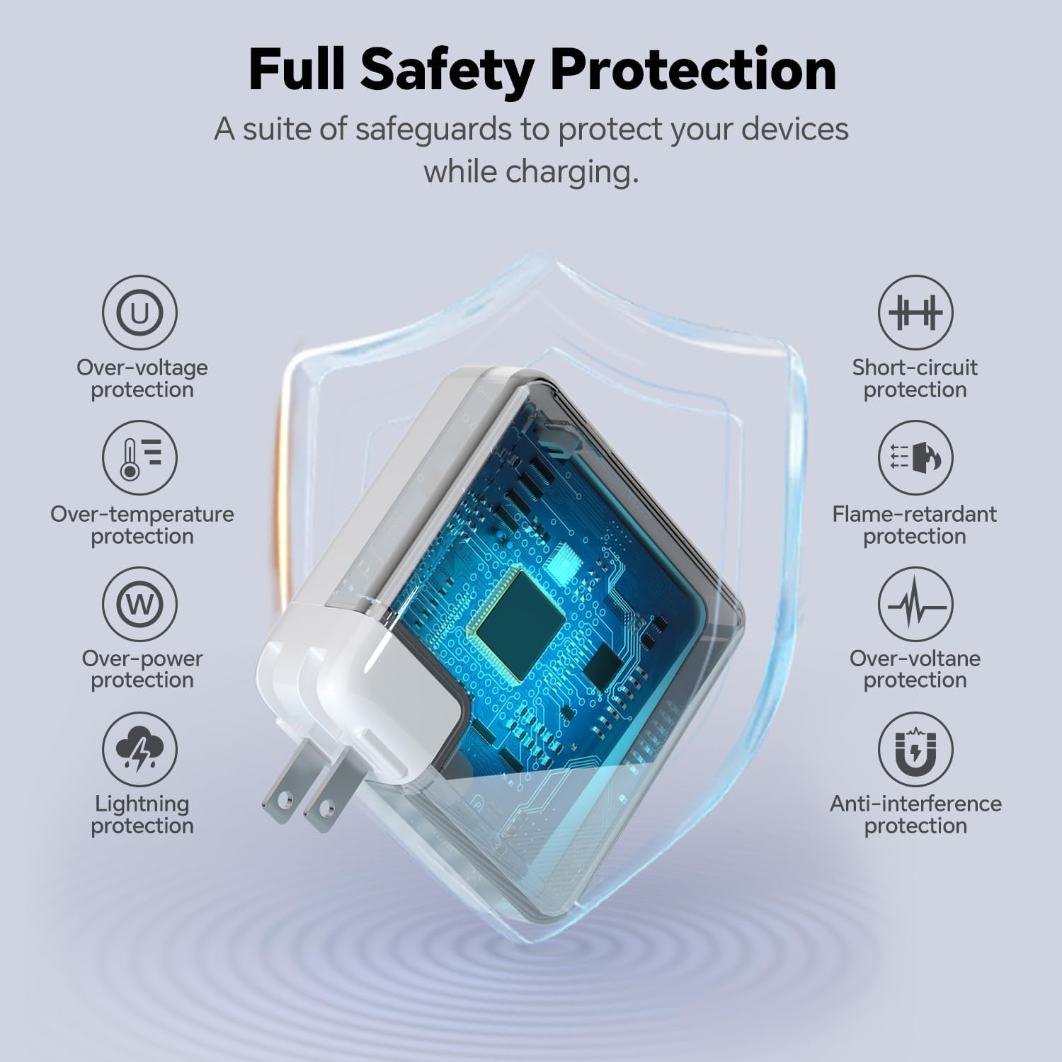 67W USB-C Charger Fast Power Adapter with 6.6FT USB-C to USB-C Cable Compatible with MacBook, iPad Pro, Samsung Galaxy, and All USB-C Devices - Image 3