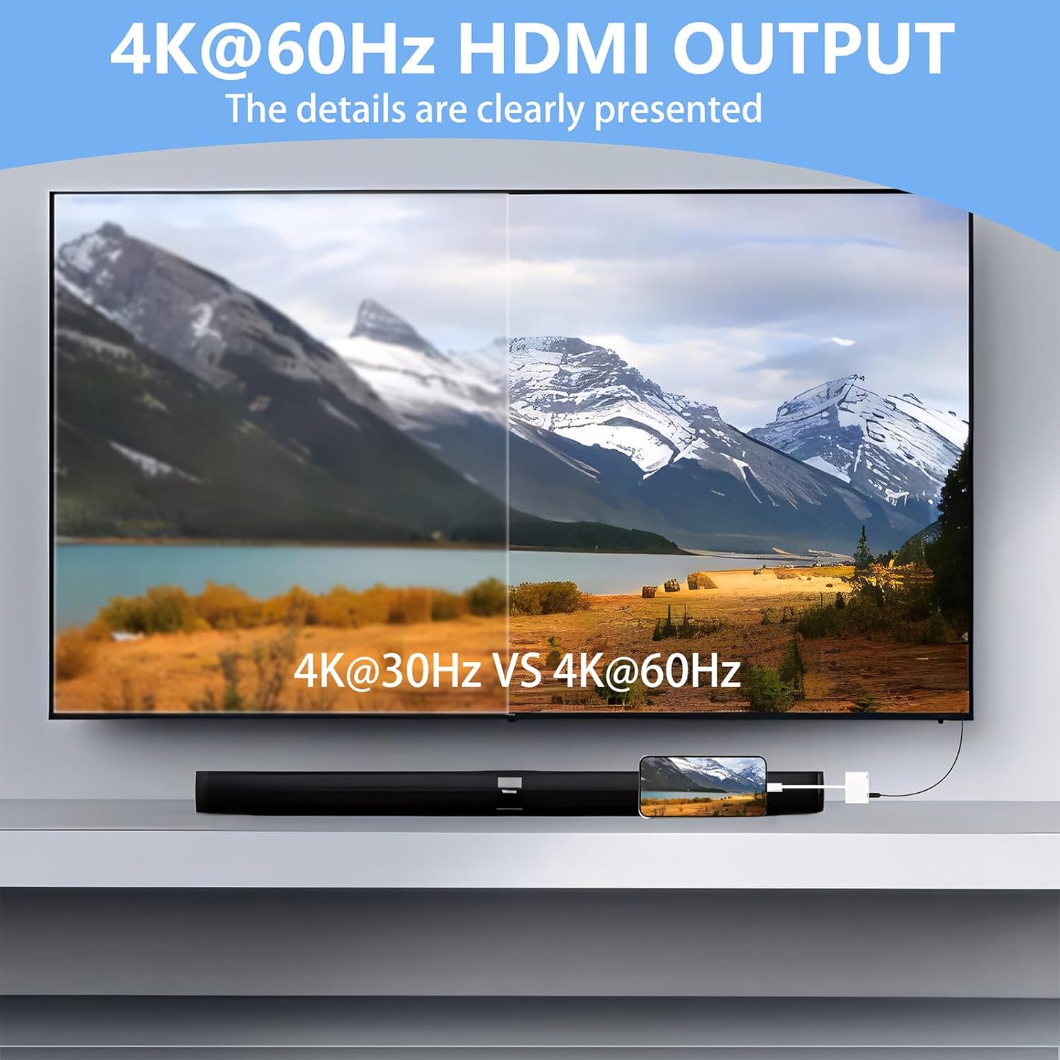 USB-C to HDMI Adapter with Charging Port 4K@60Hz for Smartphones, Tablets, and Laptops to TV or Projector - Image 4