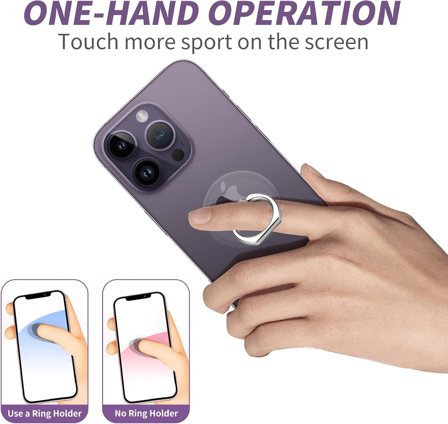 Clear 360° Rotating Phone Ring Holder, Finger Grip Stand & Kickstand, Universal for Most Phones, Tablets, and Cases, 4-Pack (2 Silver, 1 Black, 1 Rose Gold) - Image 4