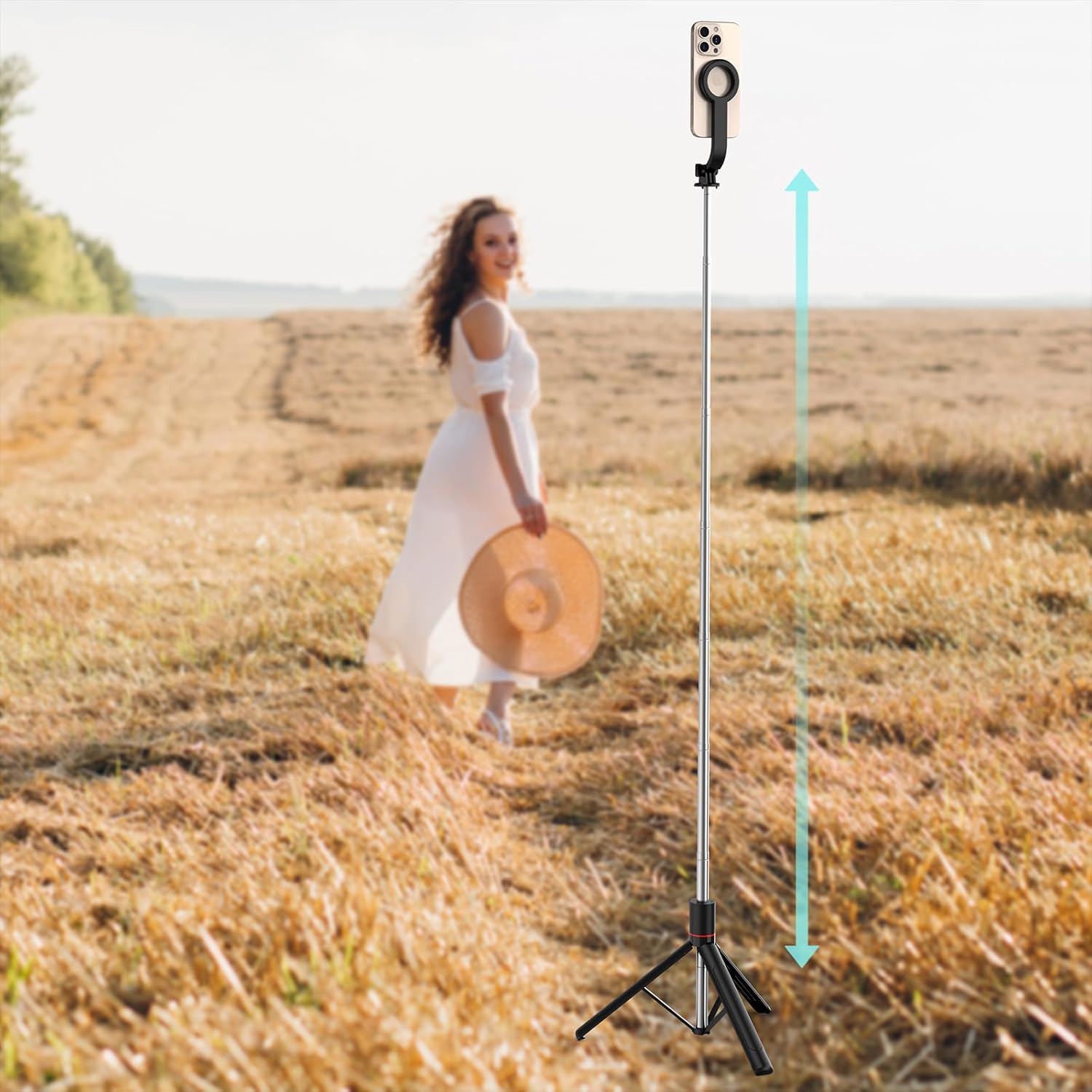 67 Inch Magnetic Tripod Extendable Selfie Stick with Remote Adjustable Phone Mount Stand for Video Recording - Image 4