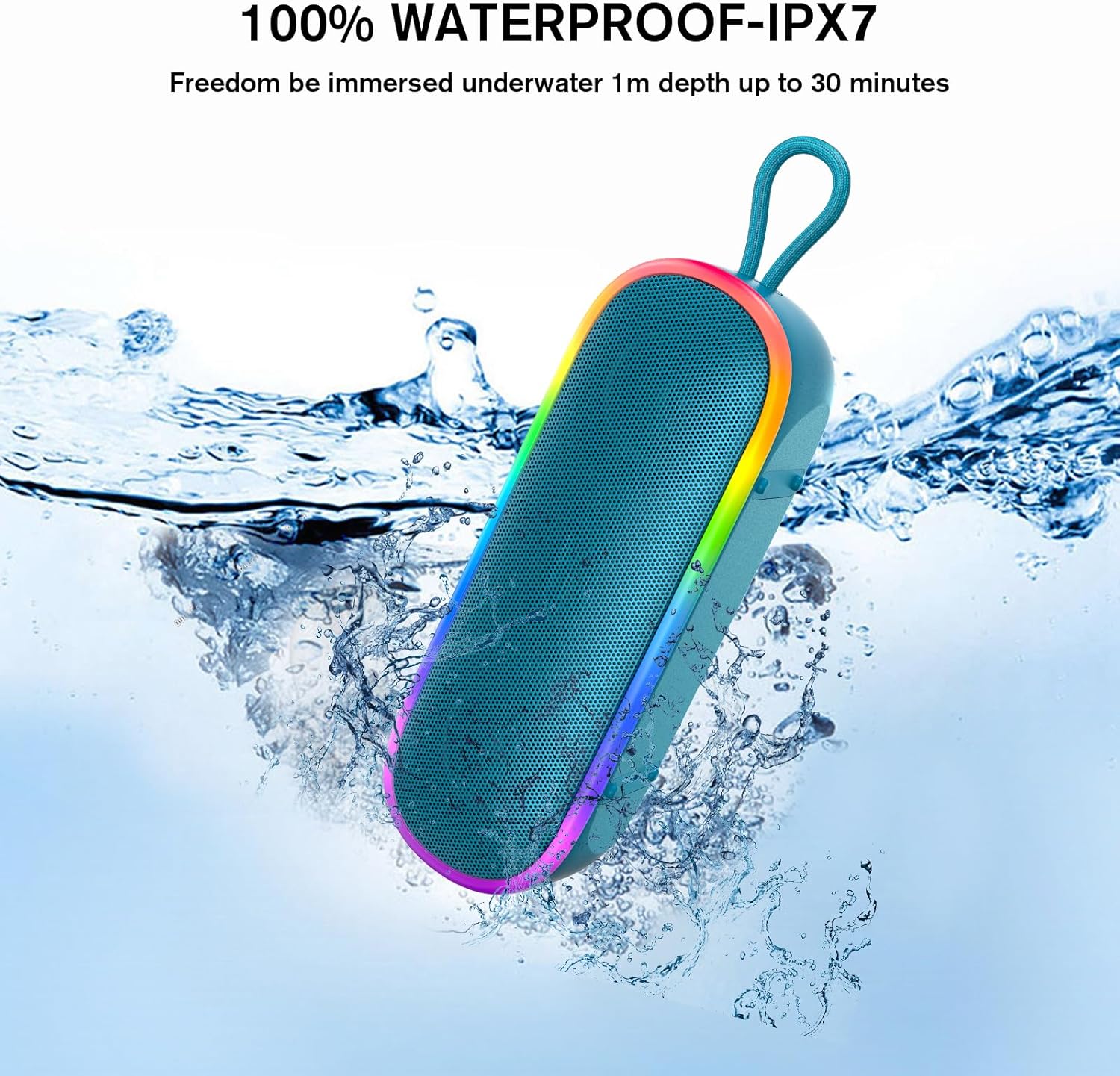Bluetooth Speaker IPX7 Waterproof 20W Powerful Sound Portable Wireless Speaker with Extra Bass Outdoor Use for Beach Pool Camping Gift for Friends and Family - Image 4